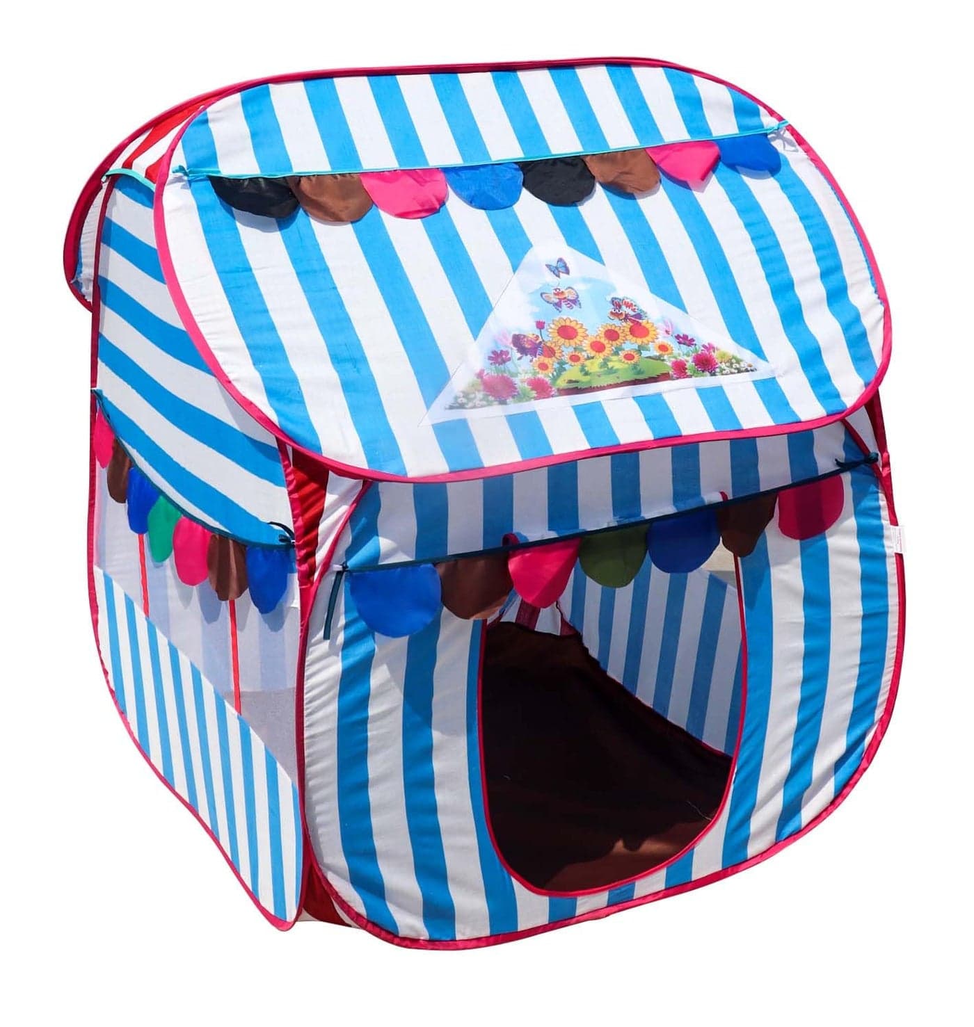 Homecute Foldable Pop Up Hut Type Kids Toys Play Tent House for Boys and Girls (Medium Size Sky Blue-White)