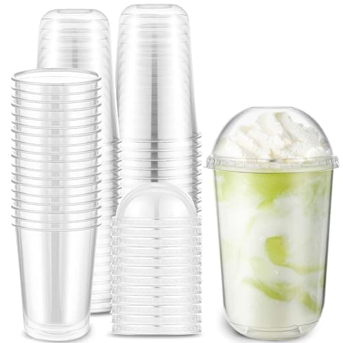 Ziliny 50 Sets Summer 16 oz Plastic Coffee Cups with Dome Lids Disposable Plastic Pet Crystal Cups 2026 Graduate Summer Party Supply for Ice Coffee Smoothie Milkshake Beverage Juice Cocktail Catering