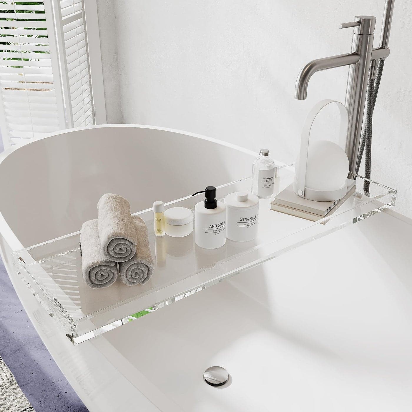 CXNGD Bathtub Tray Table Clear Acrylic AntiSlip Bath Caddy 323 787 118in