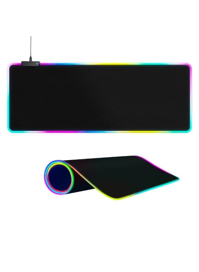 Gaming Mouse Pad - 80x30cm Extended LED Mat with 15 Lighting Modes, Ultra-Smooth Micro-Textured Surface & Anti-Slip Rubber Base for PC/Console Gamers