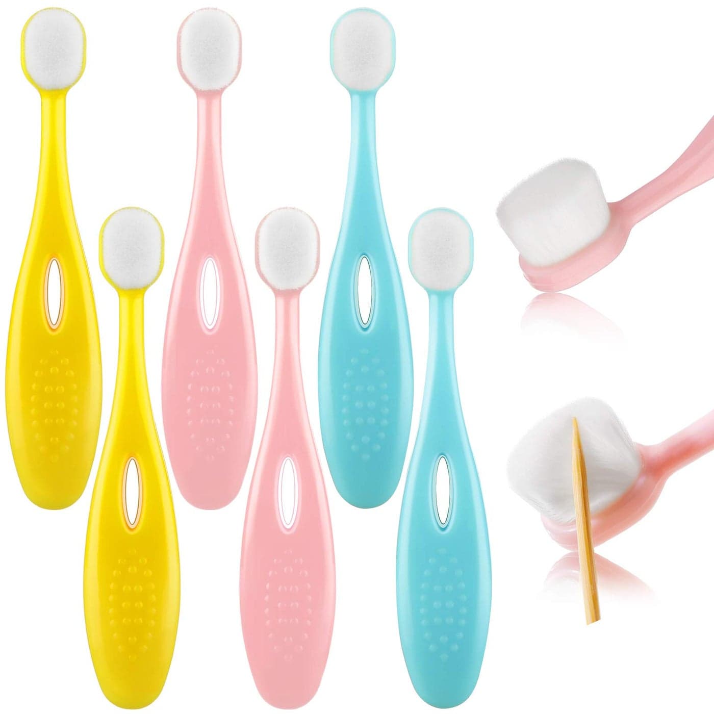 6 Pieces Kids Extra Soft Nano Toothbrush Children Bristles Children Micro Nano Manual Toothbrush Set with 20000 Bristles for Age 3and Above Boys Girls Gum Protecting CleaningCute Style