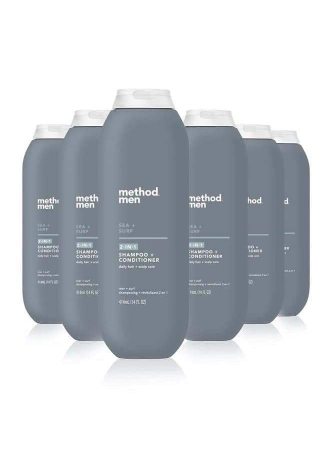 Men 2-in-1 Shampoo + Conditioner; Sea + Surf; Pack Of 6; Sea & Surf; 6 Count