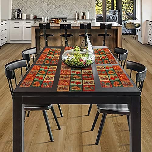 PRAKARTIK BY INDUARTS Tropical Eco-Friendly Cotton Dining Table Mats with Runner – Reusable, Machine Washable, Everyday Use Multicolor Rectangular Placemats, Set of 4+135 cm Runner