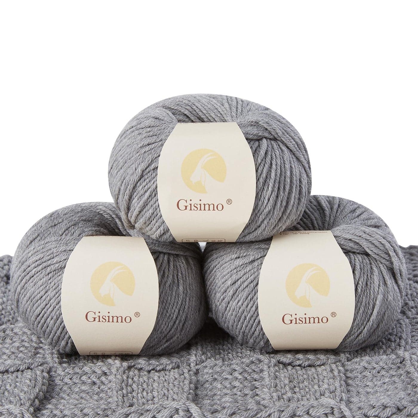 GISIMO 100 Merino Wool Yarn 6Ply Luxurious and Soft Yarn for Hand Knitting Crocheting 176 OZ50g 127 yds116 Meters Gray 3 Balls