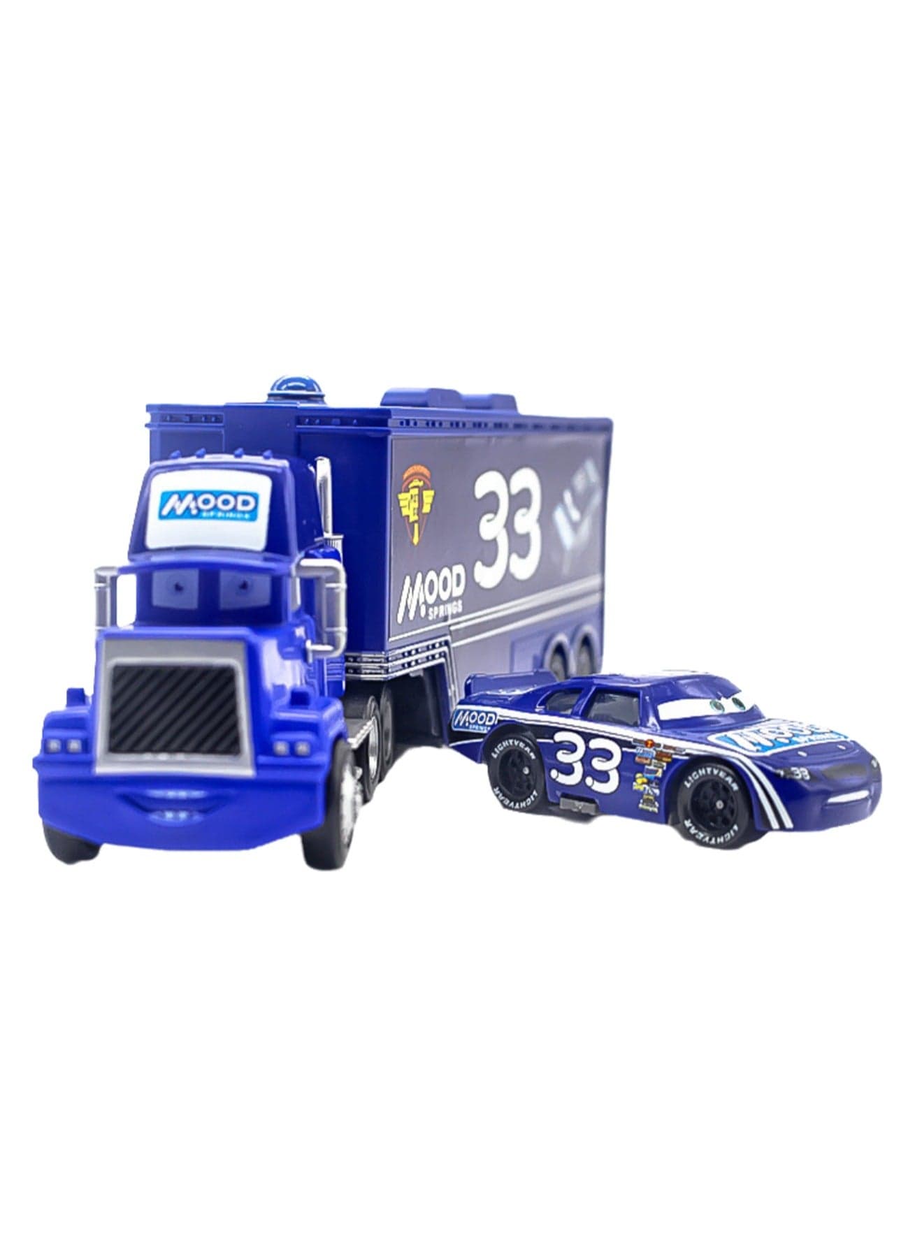 Cars Racing Container Truck Racing Alloy Set Toy Model Children's Gift Desktop Ornaments (No. 33 Container Truck + No. 33 Racing Car)