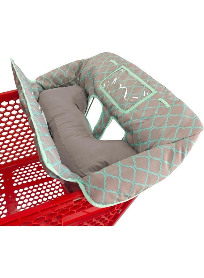 Love&go Soft Pillow Attached 2-in-1 Shopping Cart and High Chair Cover for Baby~Padded~Fold'n Roll Style~Portable with Free Carry Bag (Grid)