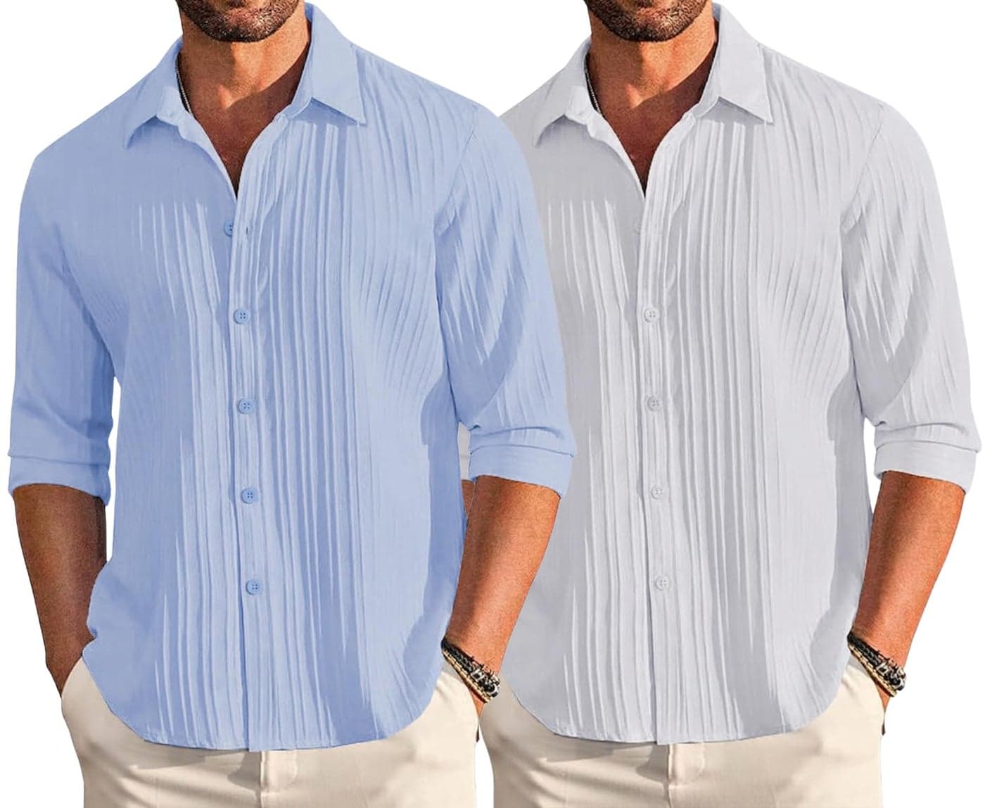 Leriya Fashion Casual Textured Button Down Regular Fit Shirts Long Sleeve Shirt for Men (Available in Plus Size and Combo Pack of 2)