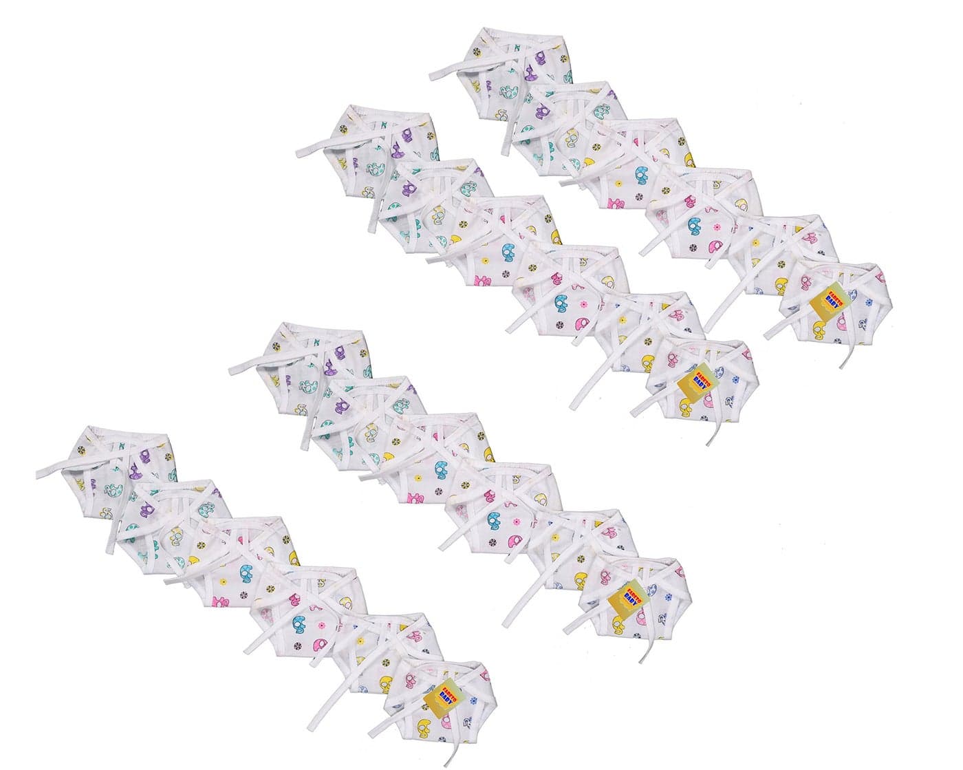 Fareto Baby Cotton Cloth Single Layer Nappies(Indian Style Langots) Pack of 24 Pcs (Multi)(0-6 Months)