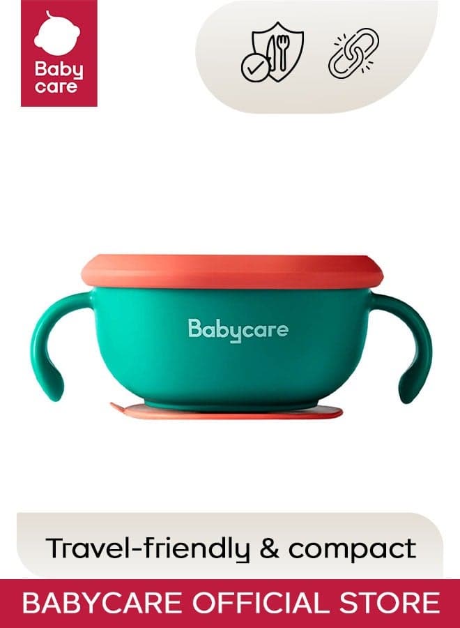 Babycare™ 3-in-1 Non-Slip Portable Snack Bowl for Toddlers and Kids – Spill-Proof, Travel-Friendly, Eco-Friendly, Dishwasher Safe, Microwave Safe, BPA-Free, Food Grade, Lightweight, Durable, Reusable, Compact, Easy-Clean, Green – BPI Approved