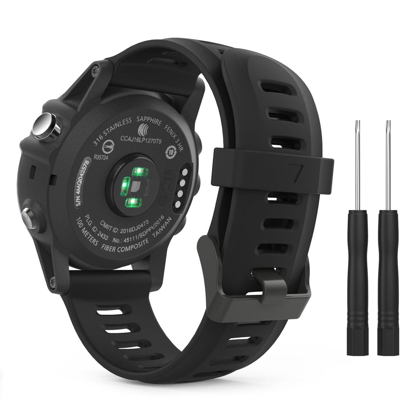 MoKo Band Compatible with Garmin Fenix 3/Fenix 5X, Soft Silicone Replacement Watch Band fit Garmin Fenix 3/Fenix 3 HR/Fenix 5X/5X Plus/D2 Delta PX/Descent Mk1 Smart Watch - Black