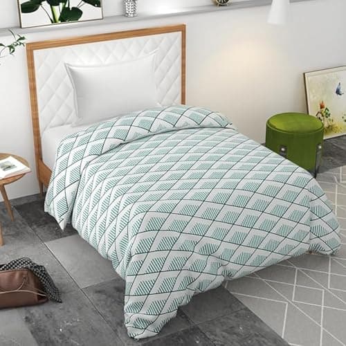 BELVOSTUM Soft Cotton Duvet Cover for Single Bed | Printed Quilt & Blanket Cover | Razai Cover with Zipper Closure | Soft & Breathable Bedding Cover (90X60) Inches (Green)