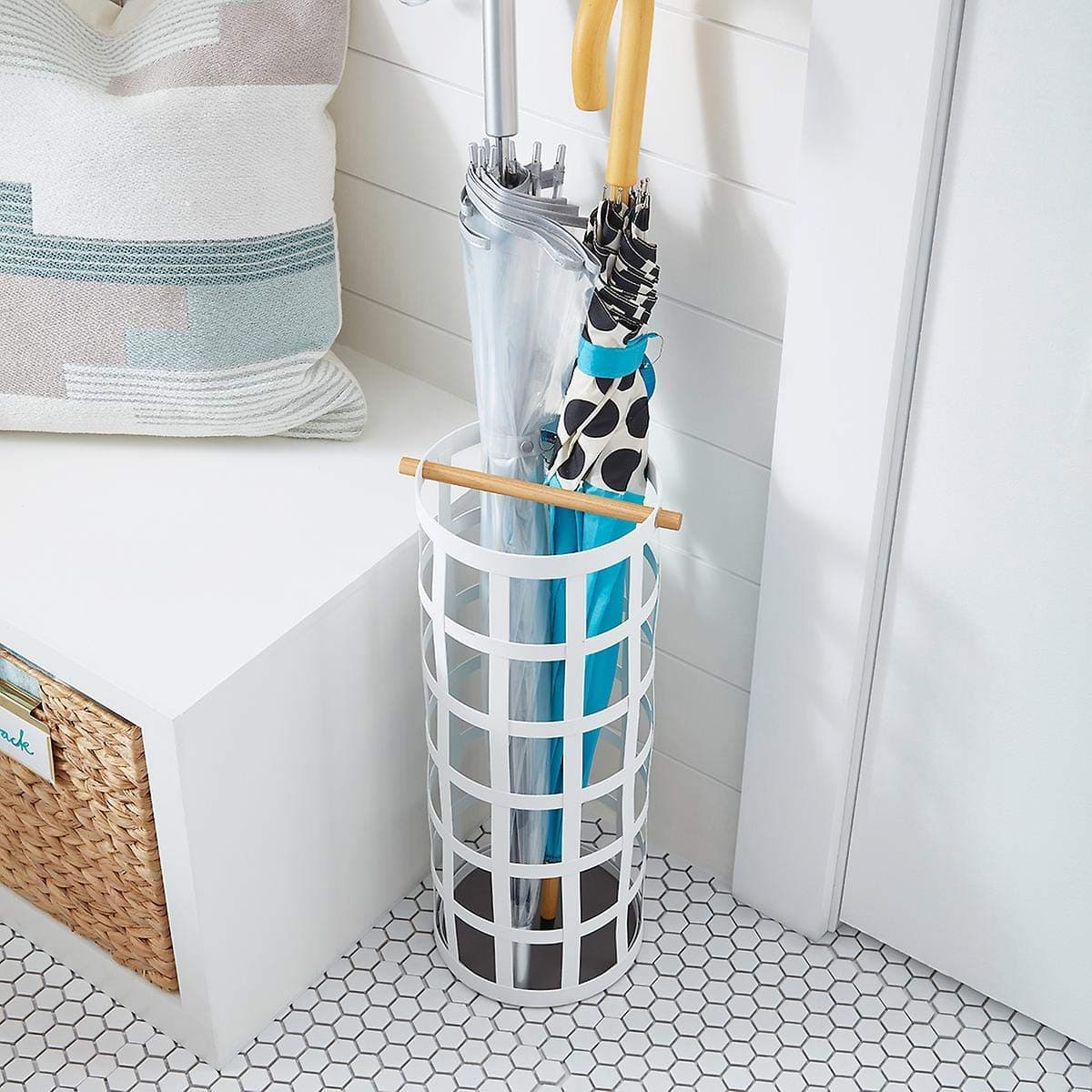 THE BESTSELLERS 50211 Umbrella Storage StandUmbella stand for hotelUmbrella storage rackWet umbrella storage basket Umbrella Holder MADE IN INDIA White