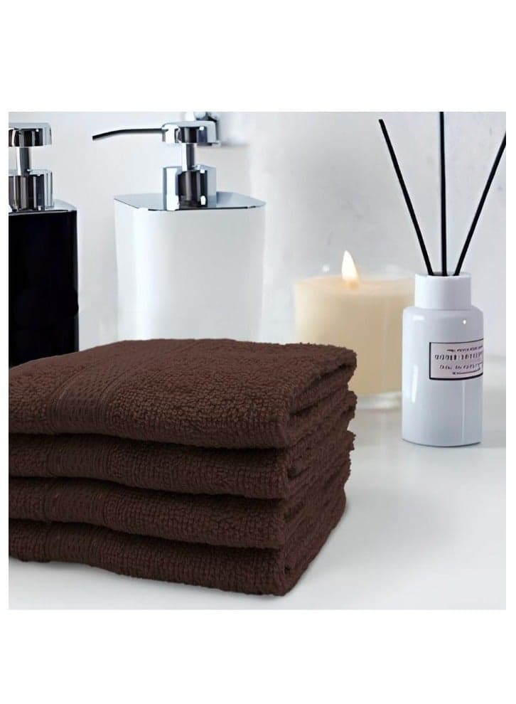 Daffodil(Brown) Premium Face Towel (30x30Cm-Set of 6) Cotton, Highly Absorbent and Quick dry, Hotel and Spa Quality Bath linen with Stripe Diamond Dobby-500Gsm