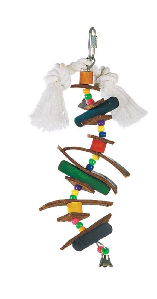 Living World Small Skewer with Wood Pegs, Beads, Leather Strips & Bell