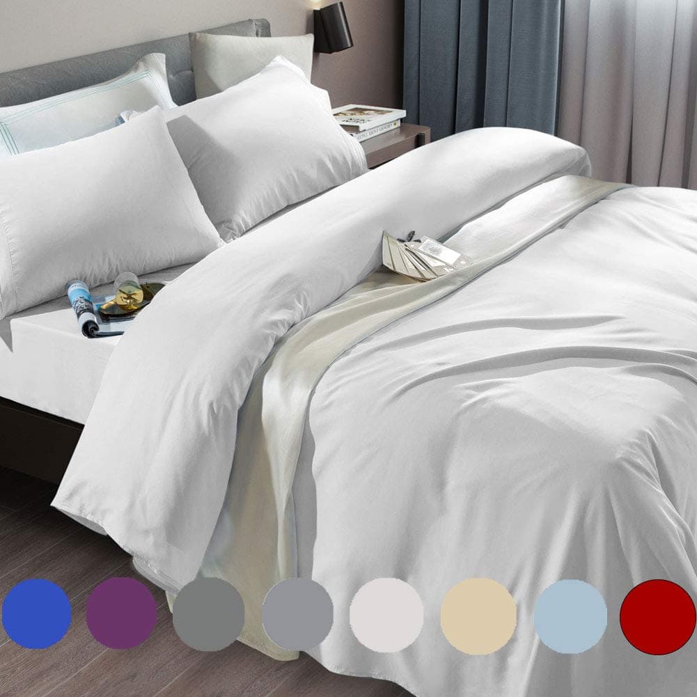 SONORO KATE Bed Sheet Set Super Soft Microfiber 1800 Thread Count Luxury Egyptian Sheets Fit 1824 Inch Deep Pocket Mattress Wrinkle6 Piece White Full