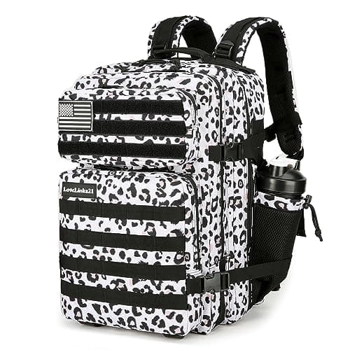 Lovelinks21 25L Tactical Backpack Military Tactical Backpack for Men and Women Small Assault Pack Outdoor Travel Hiking Camping Rucksack with Molle Webbing (White Leopard)