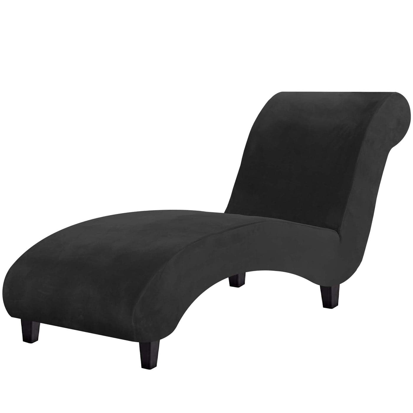 HVERSAILTEX Chaise Lounge Cover Indoor Velvet Chaise Slipcover High Stretch Lounge Chair Cover Luxury Armless Chaise Cover for Living Room Machine Washable Black