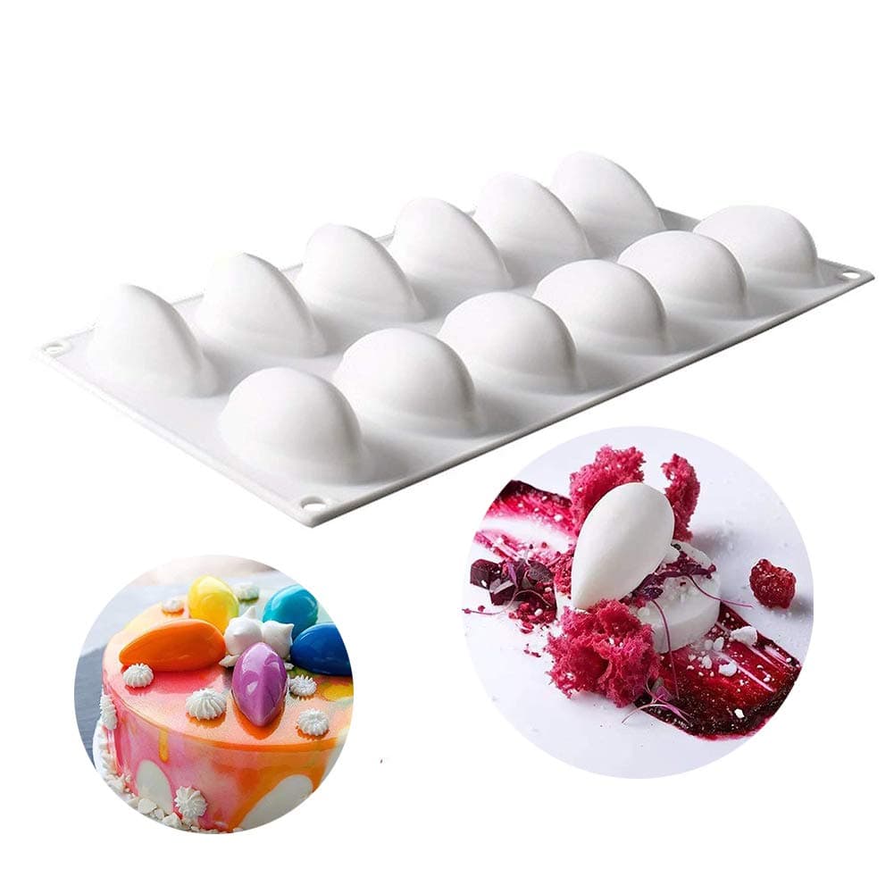 OCPO KITCHEN Quenelle Silicone Mold for Baking Mousse Cake Fruit French Dessert Pastry Chocolate Pudding Jelly Ice Cream Quenelle Mold 12Cavity