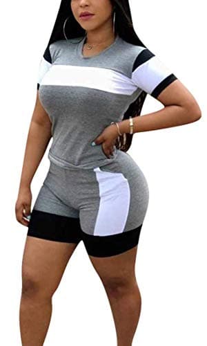 TOPONSKY Short Shorts Sets Women 2 Piece Outfits Womens Set White For 2pc Grey,2XL