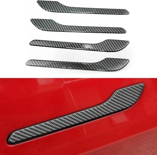 Gleway Door Handle Cover Hand Warp ABS Compatible with Tesla Model Y3 20172023 Car Door Handle Warp Stricker Decoration for Model Y3 Exterior Handle Cover AccessoriesGlossy Carbon Fiber 4 Pack
