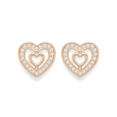 Nilu's Collection Rose Gold Plated Stud Earrings with American Diamond For Women And Girls | Anti-Tranish | Anti-Allergy | Office Wear (Style 1)