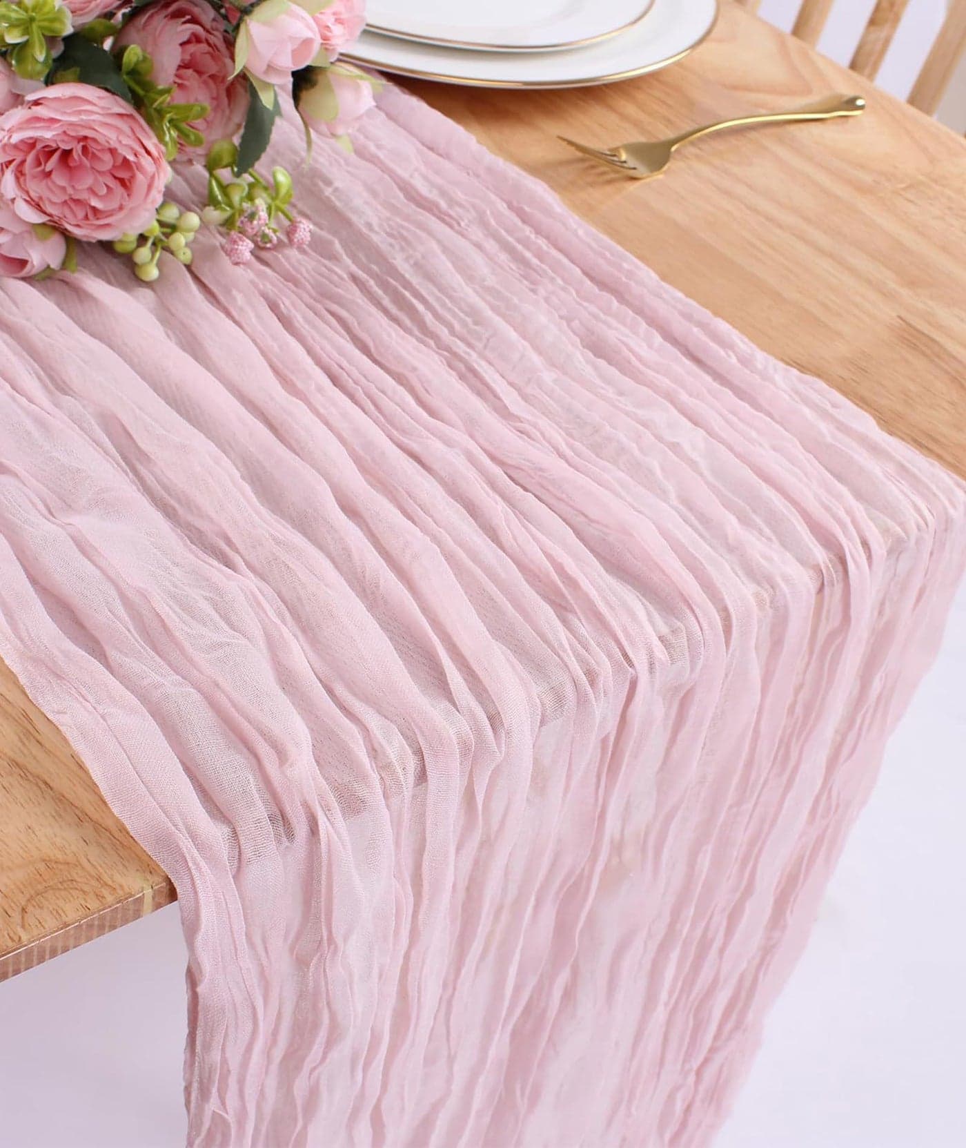 Pink Table Runner for 6 Seater Dining Table, 90x180cm European Style Twisted Table Decor, Washable and Durable, Ideal for Centre Table and Home Decor