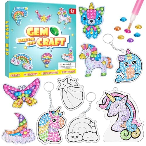 WAHFNG Gem Art Diamond Art Kids Painting Kit Make Your Own StickersKeychains Suncatchers Arts and Crafts for Girls and Boys Ages 612 Best Gift Ideas for Age 6 7 8 9 101112 Years Old
