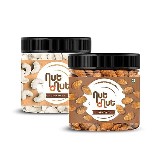 Nut O Nut California Dried Almonds & Whole Cashews Combo | Dry Fruit Combo 700 gm | Cashew Almond Combo | Healthy Snacks | Premium Nuts & Dry Fruits Pack 700 g(350g x 2)- Diwali Gift Pack