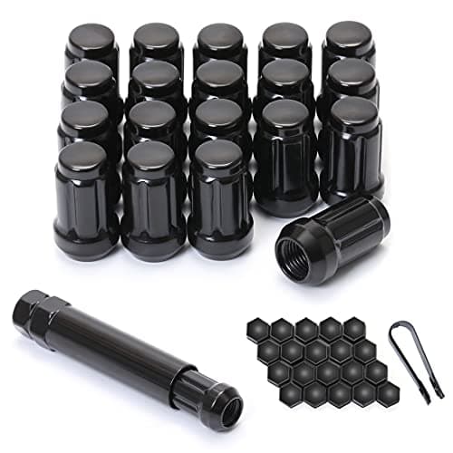 M12x1.25 Black 6 Spline Lug Nuts - Anti-Theft, 1.38" Long, Set of 20 - Acorn Aftermarket Wheel Lug Nuts