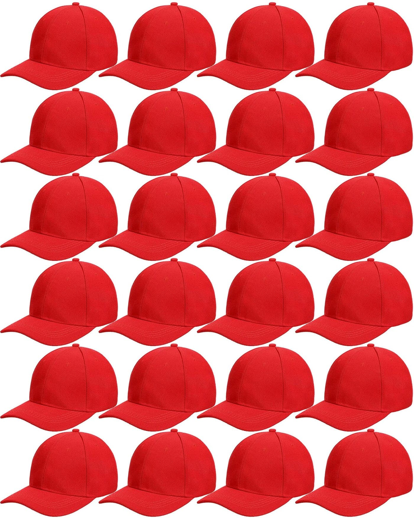 Handepo 24 Pcs Blank Baseball Cap Adjustable Back Strap Plain Blank Camouflage Hat Unisex Baseball Cap for Trucker Men WomenRed