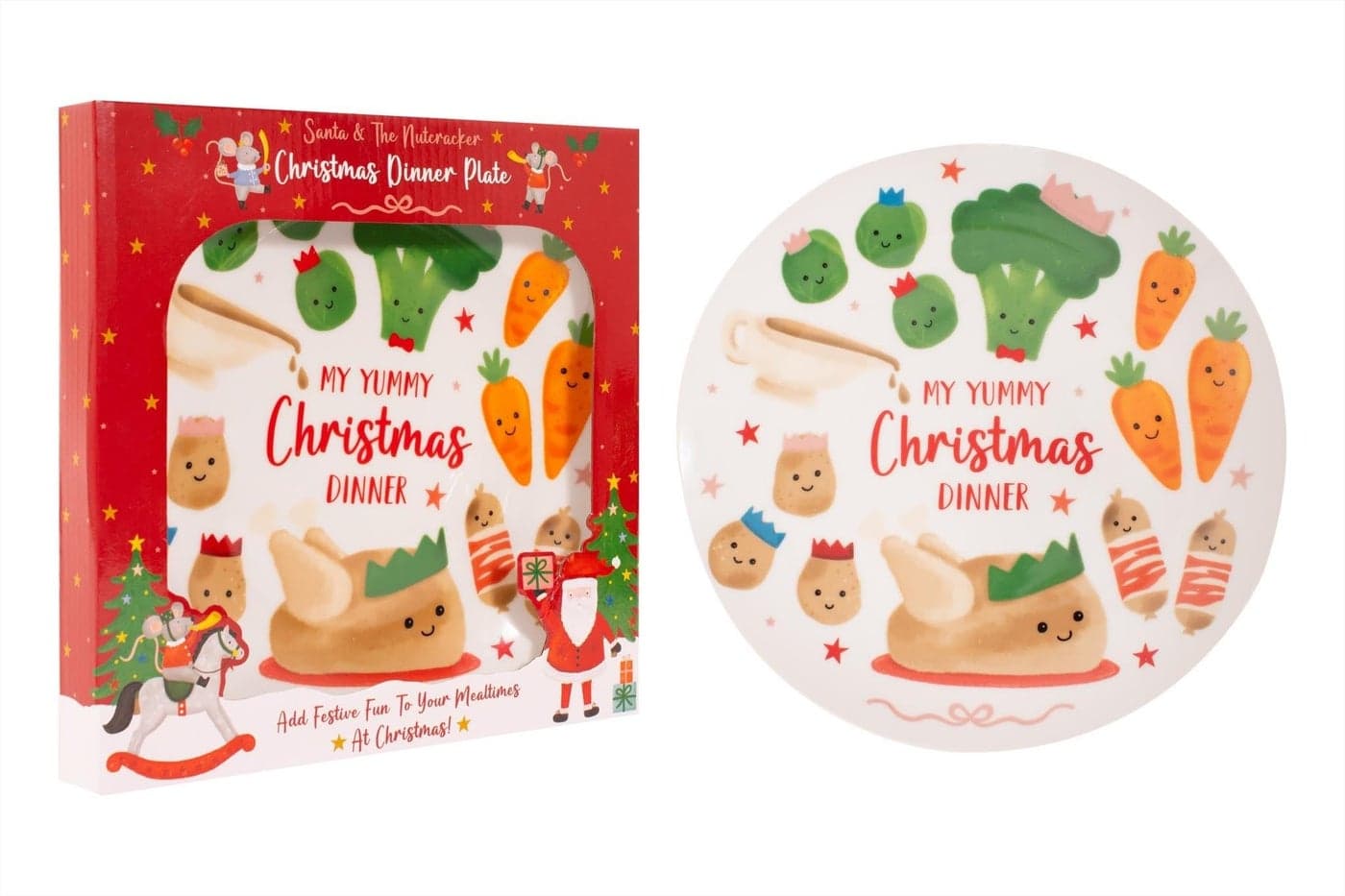 RSW Christmas Themed Kids Dinner Plate Tableware Porcelain Santa Nutcracker Christmas Characters Xmas Festive Childs