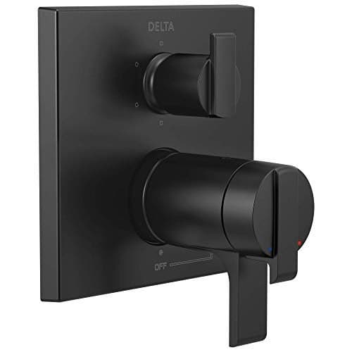 DELTA FAUCET T27T967-BL Angular Modern TempAssure 17T Series Valve 6-Setting Integrated Shower Trim with Diverter, Matte Black