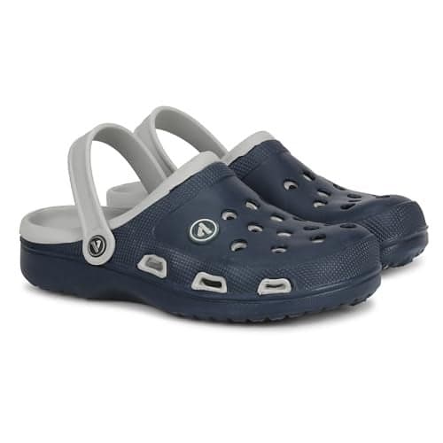 Aqualite Clogs for Men | Lightweight EVA Comfortable Slip-On Clogs | Durable Anti-Slip Men’s Clogs Footwear, Casual, Indoor & Outdoor Use Navy Grey