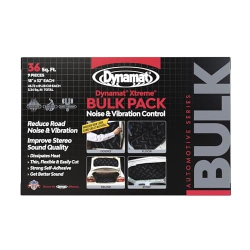 Dynamat Xtreme Sound Deadening Car Insulation Bulk Pack 10455 – Noise Dampening for Floor, Doors, Panels, Hood or Trunk – Easy Self Adhesive Install – Made in USA – 9 Sheets 18”x32”, 36 sq ft total
