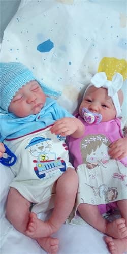 GYCV Lifelike Reborn Baby Dolls Twins Boy and Girl 20 Inch Weighted Full Body Silicone Realistic Newborn Baby Dolls Twins Real Life Baby Dolls Twin with Feeding Accessories Birthday Gifts for Kids