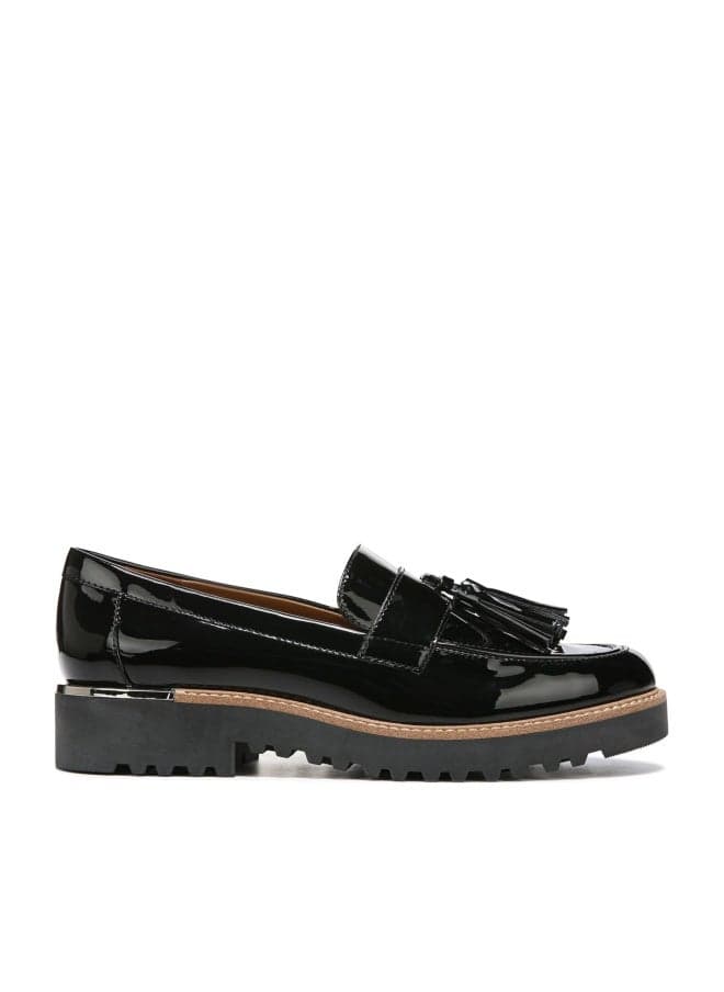 Franco Sarto Womens Carolynn Lug Sole Loafer with Tassel Detail, Black, 6 M