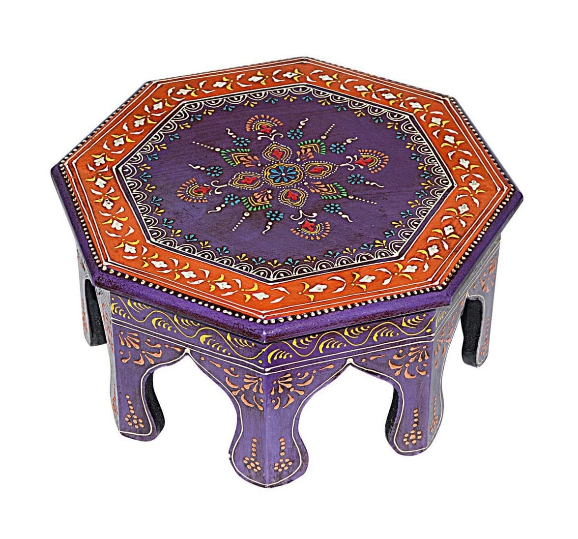 Jaipur Lane Footstool Glossy Finish Purple Chowki 002