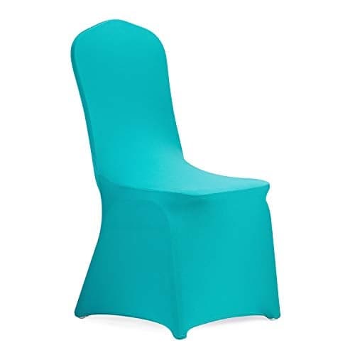 Peomeise Stretch Spandex Chair Cover for Wedding Party Dining Banquet Event (Turquoise, 12)