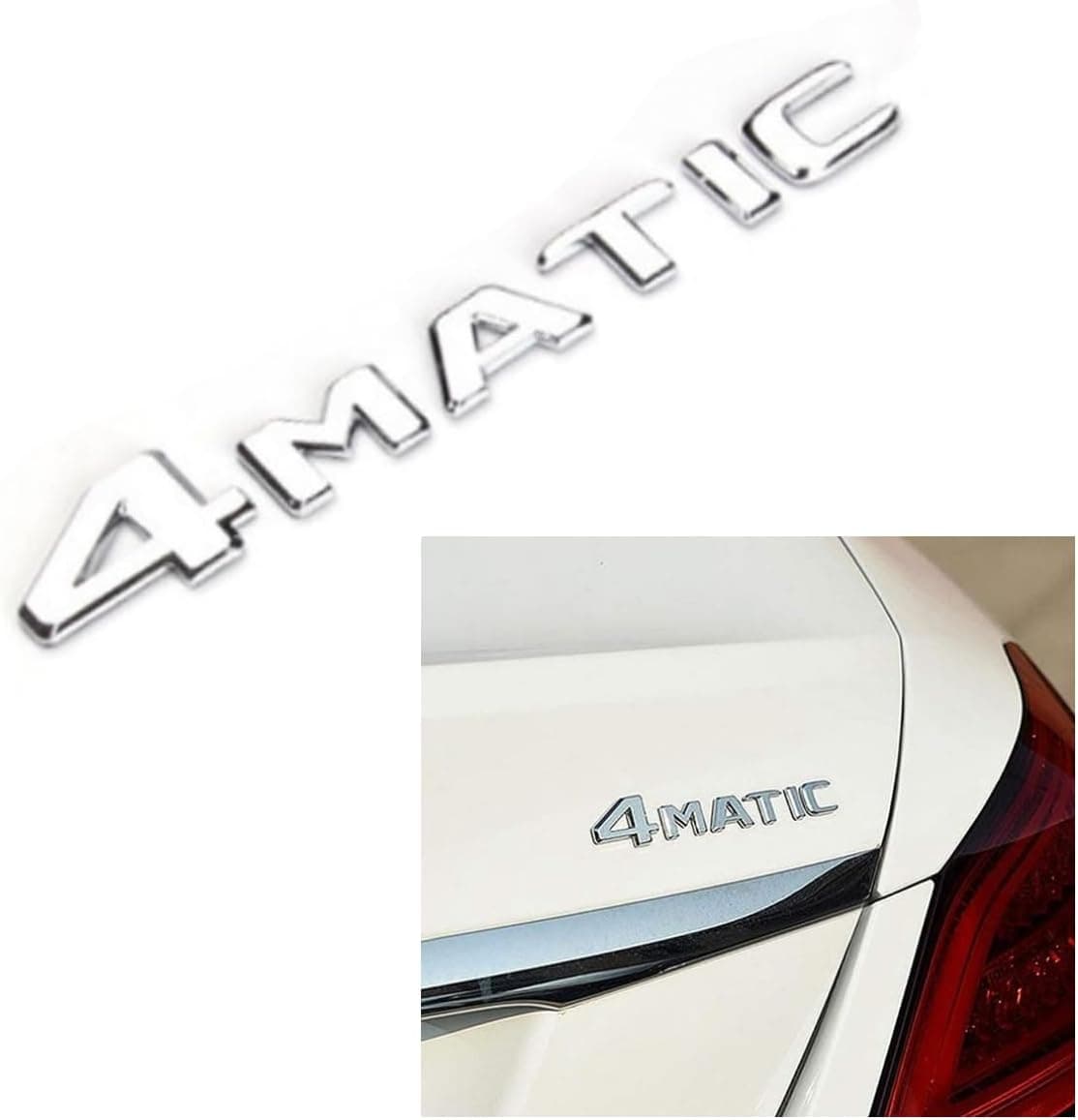 HUIANTS 3D 4MATIC ABS Letter Emblem Replacement Badge for Mercedes Benz - Silver