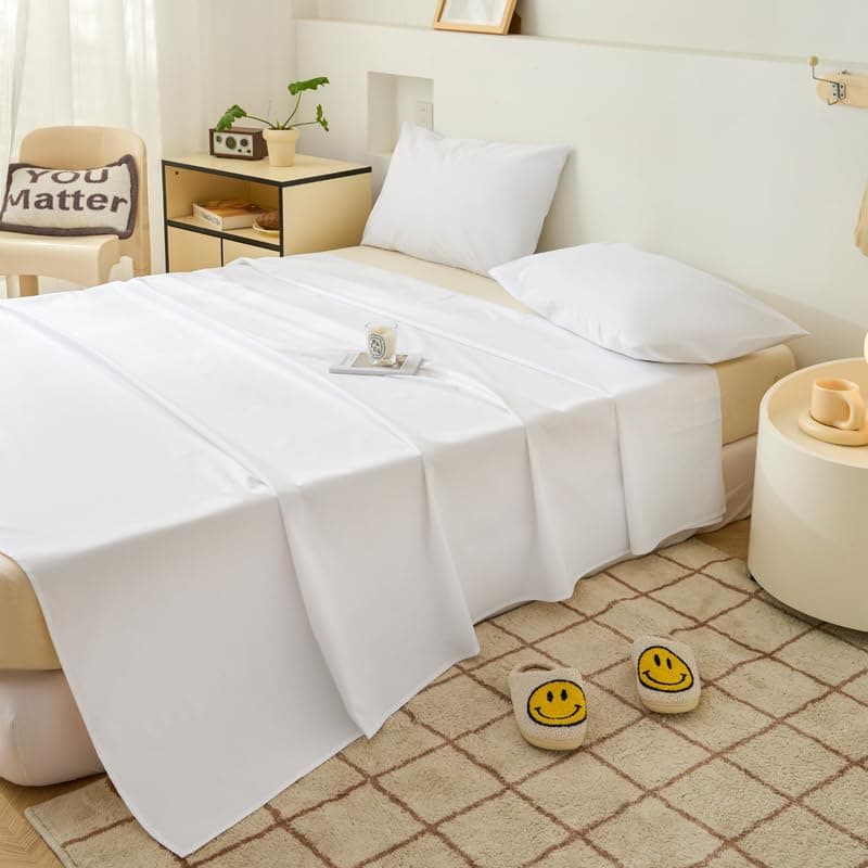 WenBags Lightweight Waterproof Flat Sheet 90 * 98 Inches King Size-Mattress Protector for Bed & Couch, Pet Hair Resistant Cover Ideal for Dogs & Cats, Perfect for Hotels & Hospitals(White)