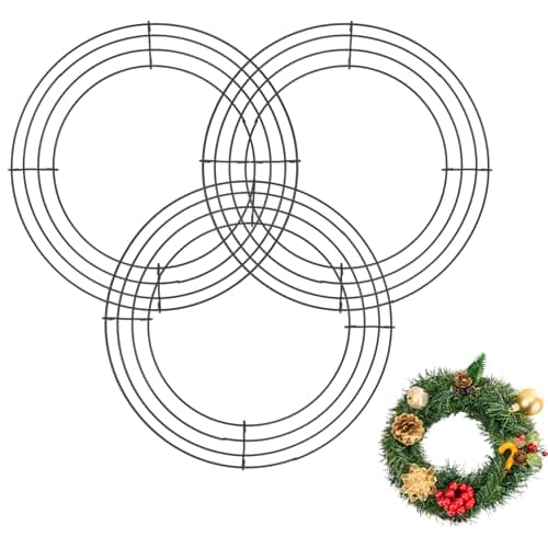 3 Pack Wreath Frame Wreath Form 10 Wire Wreaths Frame Dark Green Metal Wreaths Frames Round Rings for Easter Mothers Day Graduation Front Door Outdoor DIY Craft Decorations Making Supplies