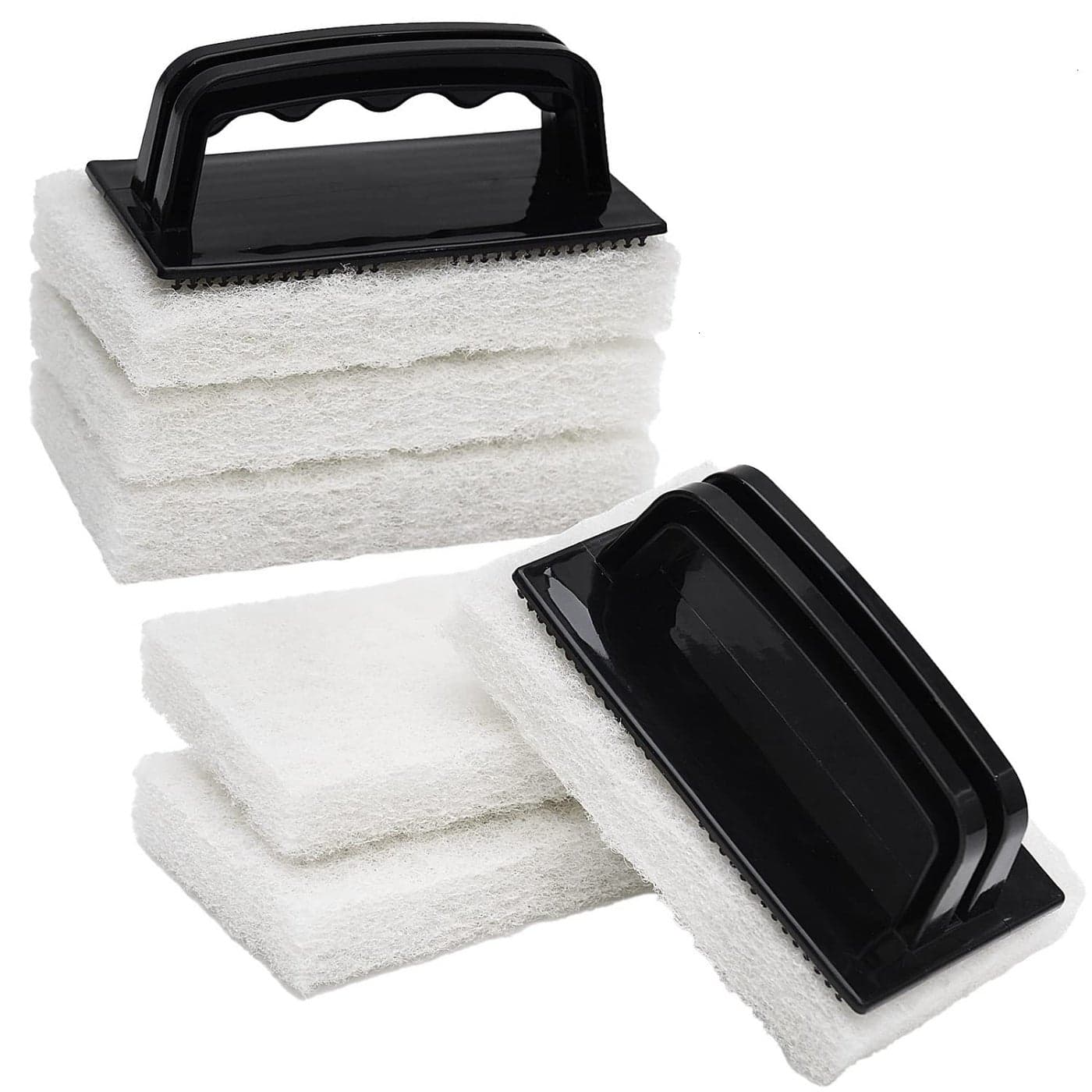 YoleShy Handled Scrubber Set NonScratch Bathroom Scrubbing Pads Bathtub Scrubber with Handle Reusable Cleaning Sponge for Shower Tile Bathtube Sink Spas Tubs Swimming Pool Step