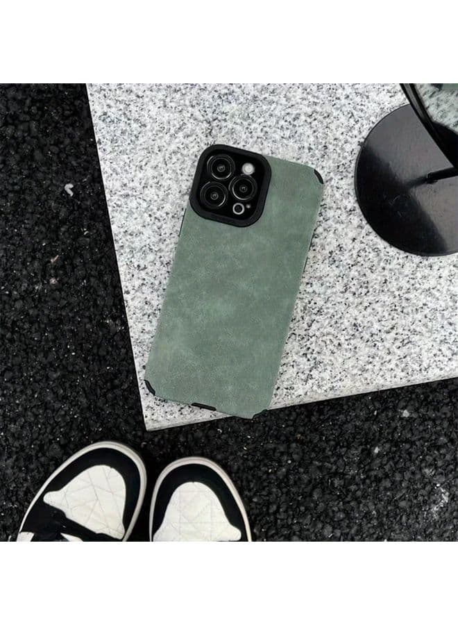 Green Matte PU Leather Phone Case For IPhone XSMAX