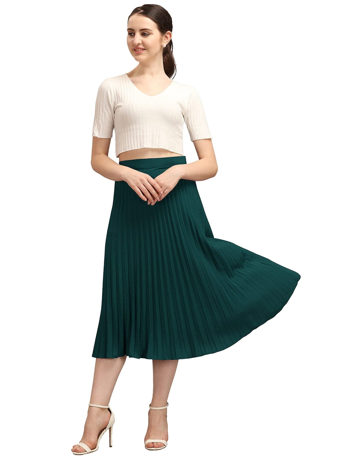 OTABU Women's/Girl's Midi Skirt (in, Alpha, Free Size, Green)