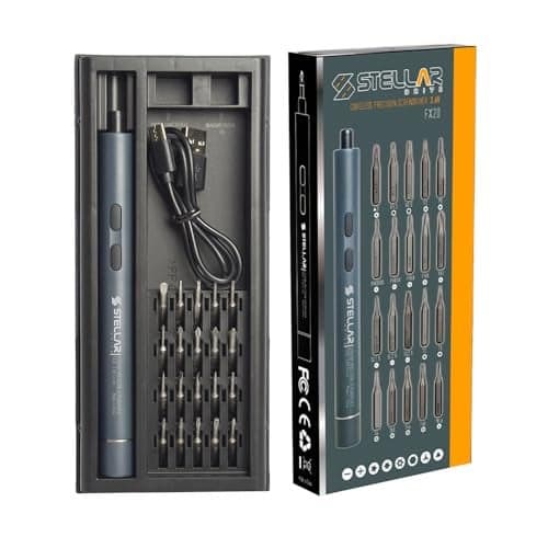 STELLAR DRIVE Cordless Electric Screw driver Kit | 3.6V Battery | 20-Piece Bit Set | 200 RPM | USB Type-C | Repair Tool Kit for Phone, Laptop, PC, Watch & Others