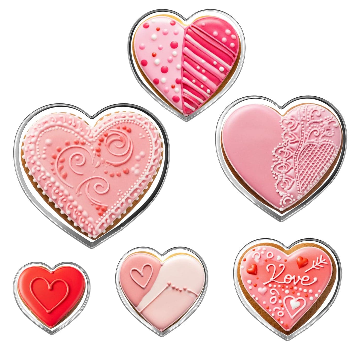 Bakerpan Stainless Steel Heart Cookie Cutter Set Heart Cookie Cutters for Baking