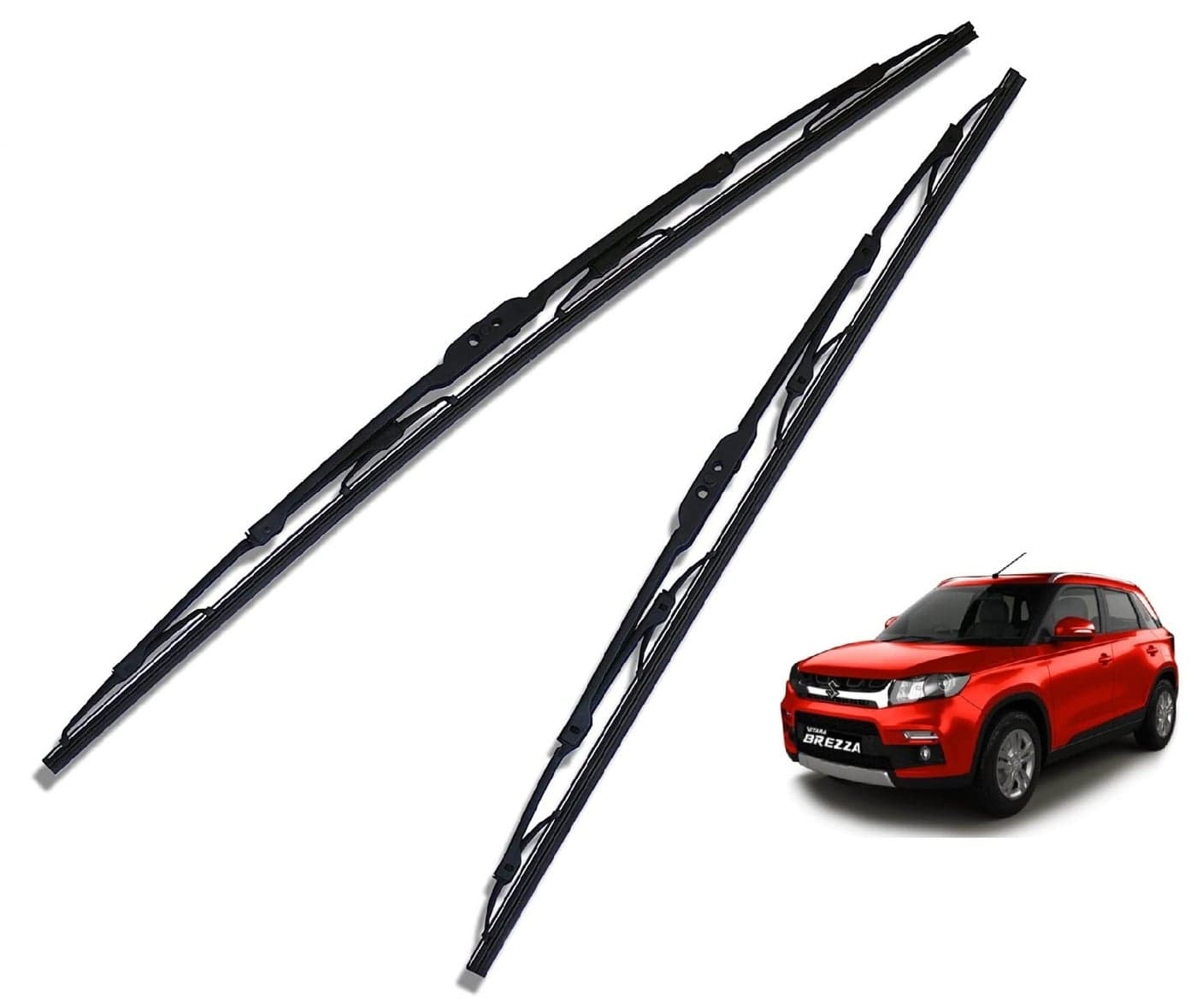 Euro Care Metal Type Wiper Blade Compatibility with Maruti Suzuki Vitara Brezza Windshield Car Wiper Blade Size D-24,P-17