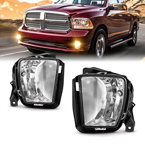 WEZEMLIGHT Fog Light Lamp Assembly For 2013 2014 2015 2016 2017 2018 Dodge Ram 1500 with 9006 12V 55W Halogen Bulbs Included Switch And Wiring Kit