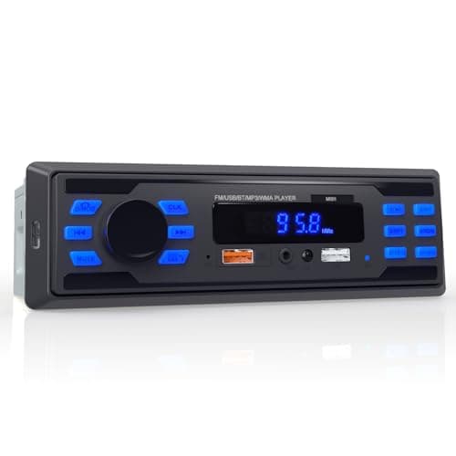 NORHOM Single DIN Bluetooth Car Stereo, Handsfree Car Radio Receiver & Car Audio System | Dual USB Ports/FM/AUX/MP3/EQ/USB Charging | Universal Fit for Cars Trucks SUV