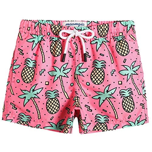 maamgic Boys Swim Trunks Toddler Swim Shorts Little Boys Bathing Suit Swimsuit Toddler Boy Swimwear,Palmpineapple Pink,2 T